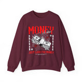 Money Motivation Hustler Mindset Graphic Print Unisex Heavy Blend Crewneck Sweatshirt Streetwear Ambition Pullover