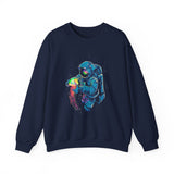 Galactic Dream Astronaut Neon Art Unisex Heavy Blend Crewneck Sweatshirt Vibrant Cosmic Streetwear Pullover Futuristic Space Design Soft Fleece Warm Comfortable Everyday Wear Perfect Gift for Sci Fi...