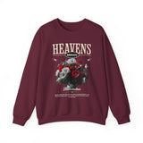 Heavens Hallucinations Crewneck Comfortable Unisex Heavy Blend Sweatshirt Artistic Streetwear Bold Floral Graphic Design for Self Expression Perfect Gift for Friends Birthdays Cozy Days