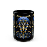 Eye Of Eternity Mug Egyptian Owl Pharaoh Design Gold And Blue Ceramic Mug Spiritual Morning Energy Cup For Focus, Calm, And Creative Awakening