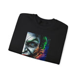 Dark Villain Jocker Split Insanity Unisex Sweatshirt Bold Gothic Streetwear Dark Psychological Art Design Cozy Heavy Blend Pullover for Visionaries and Fearless Creators