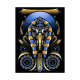 Eye Of Eternity Poster Gold And Blue Egyptian Owl Pharaoh Sacred Geometry Art Print Spiritual Wall Decor For Focus Energy And Royal Inspiration