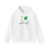 I Love Plants Hoodie Unisex Heavy Blend Sweatshirt Eco Friendly Botanical Leaf Design Gardening Nature Lover Sustainable Green Living Gift Pullover