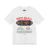 Formula One Style Open Wheel Racing Car Overhead Graphic Unisex Tee Motorsport Performance Streetwear Inspired By Red Bull Racing Colors High Speed Track Culture Design For Racing Fans