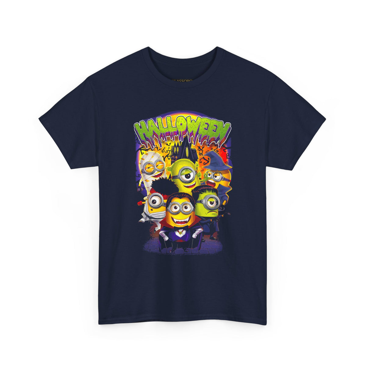 Halloween Cartoon Monsters Unisex Heavy Cotton Tee Fun Party Streetwear Spooky Graphic Shirt Perfect for Costume Nights and Fall Vibes