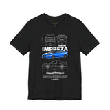 Blue Rally Inspired Performance Sedan Artwork Unisex Heavy Cotton Tee High Speed Streetwear Graphic Shirt For Car Enthusiasts And Automotive Art Lovers