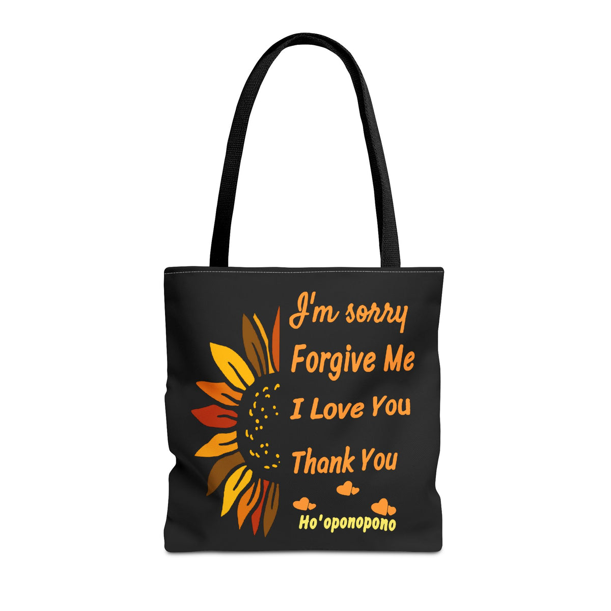 Sunflower Ho'oponopono Tote Bag Hawaiian Healing Prayer Design Spiritual Positivity Canvas Bag Mindfulness Reusable Durable Eco Friendly Shopping Tote