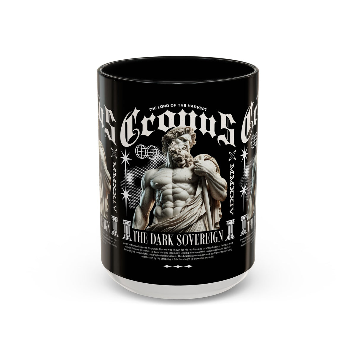 Cronus The Dark Sovereign Accent Coffee Mug 11oz 15oz Greek Mythology Statue Graphic Gothic Streetwear Bold Artistic Ceramic Cup