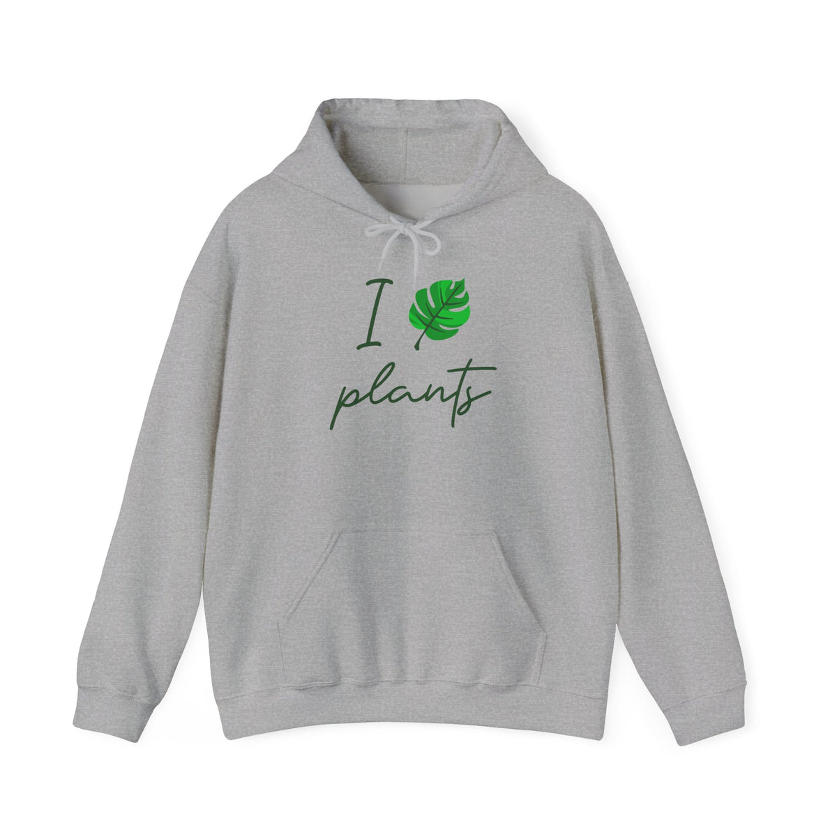 I Love Plants Hoodie Unisex Heavy Blend Sweatshirt Eco Friendly Botanical Leaf Design Gardening Nature Lover Sustainable Green Living Gift Pullover