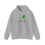 I Love Plants Hoodie Unisex Heavy Blend Sweatshirt Eco Friendly Botanical Leaf Design Gardening Nature Lover Sustainable Green Living Gift Pullover