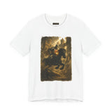 Medieval Knight On Horseback Fantasy Art Unisex Heavy Cotton Tee Epic Warrior Adventure Graphic Shirt Heroic Battle Scene Streetwear Bold Artistic Design