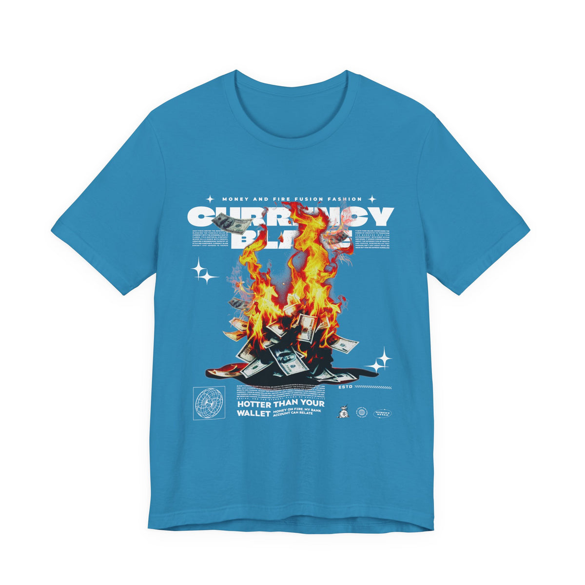 Currency Blaze Burning Money Graphic Unisex Jersey Short Sleeve Tee Bold Streetwear Flame Cash Statement T Shirt Urban Fashion