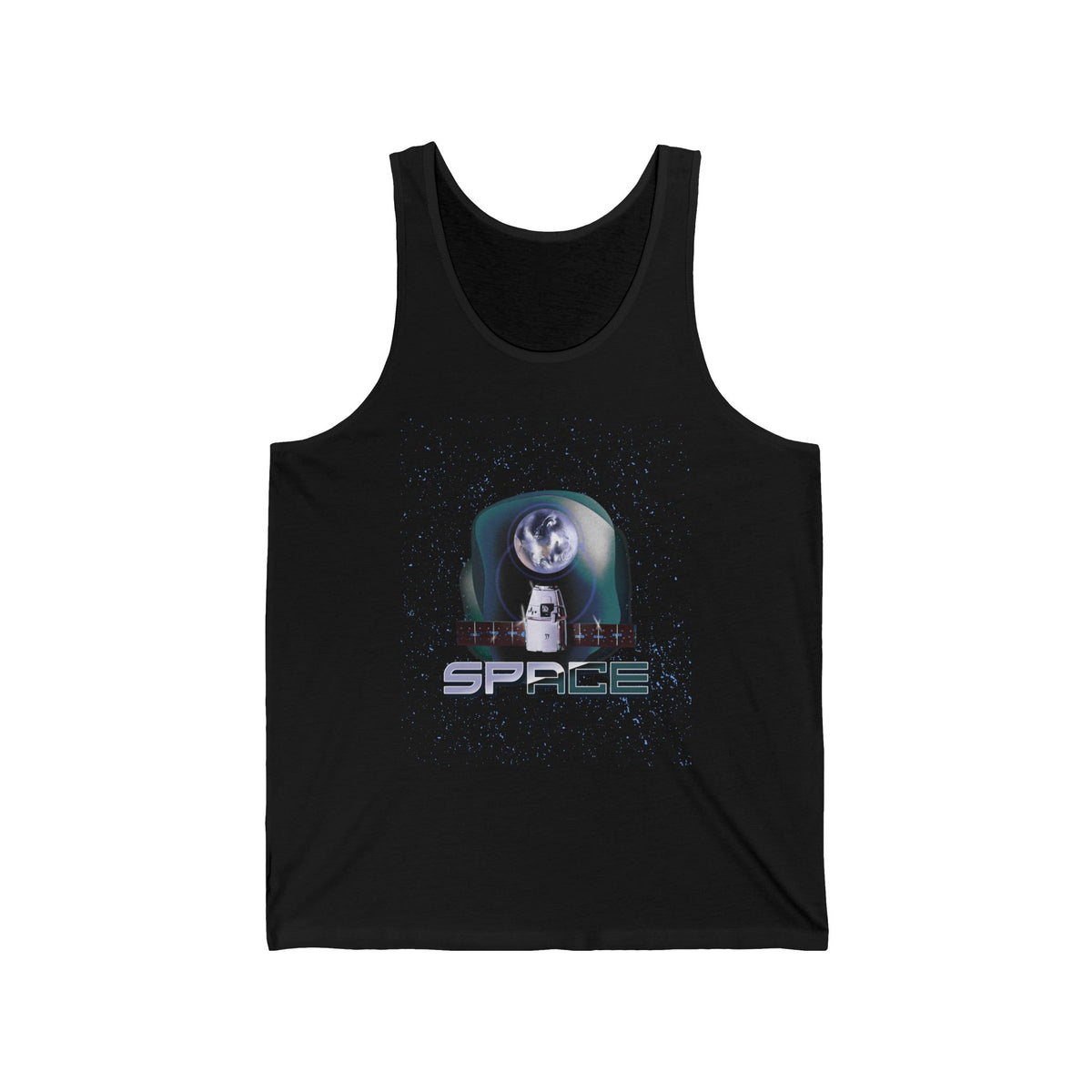 Space Exploration Tank Top Unisex Jersey Sleeveless Shirt Galaxy Earth Spaceship Astronomy Inspired Cosmic Science Lover Nerd Geek Astronaut Fitness Tee