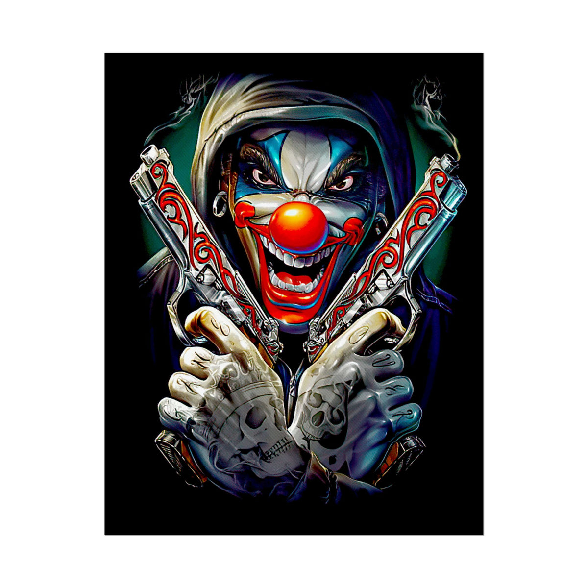 Fearless Grin Street Clown Poster Bold Urban Wall Art Design Neon Chaos Energy Artwork For Creative Minds Gamers And Street Culture Lovers