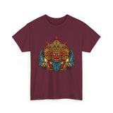 Kala Bhairav Mask Graphic T Shirt Mythical Cultural Warrior Spirit Inspired Tee Tribal Festival Art Streetwear Heavy Cotton Top