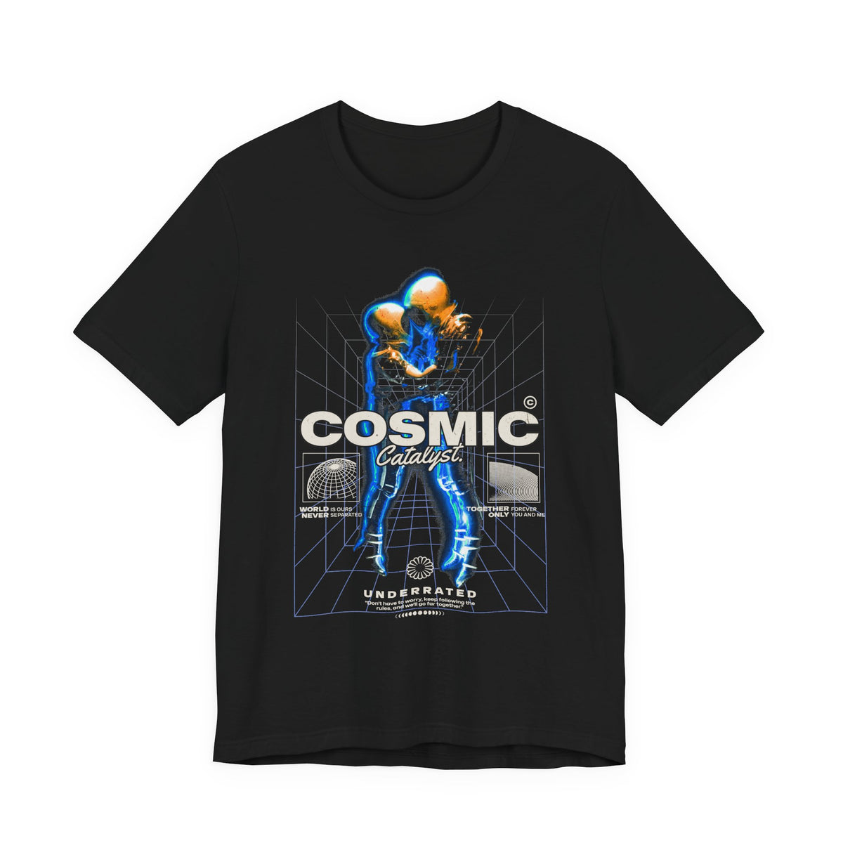 Cosmic Catalyst Unisex Jersey Short Sleeve Tee Graphic T-Shirt Futuristic Sci Fi Space Astronaut Cyberpunk Streetwear Bold Galaxy Design Alpha Mindset Fashion