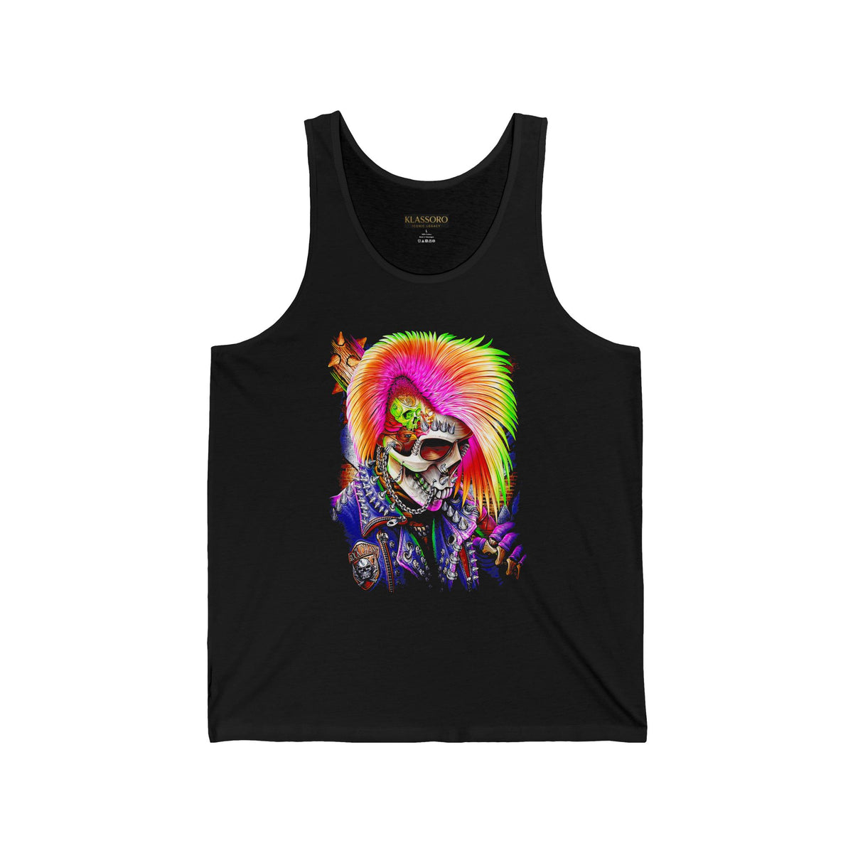 Calavera Punk Skull Unisex Jersey Tank Top Neon Gothic Streetwear Muscle Fit Punk Rock Gym Shirt For Festivals Tattoo Artists Halloween Outfits And Alternative Fashion Lovers