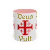 Deus Vult Accent Coffee Mug 11oz 15oz Red Cross Knight Crusader Ceramic Cup Bold Medieval Design Christian Symbol Faith Inspired Coffee Tea Gift Drinkware