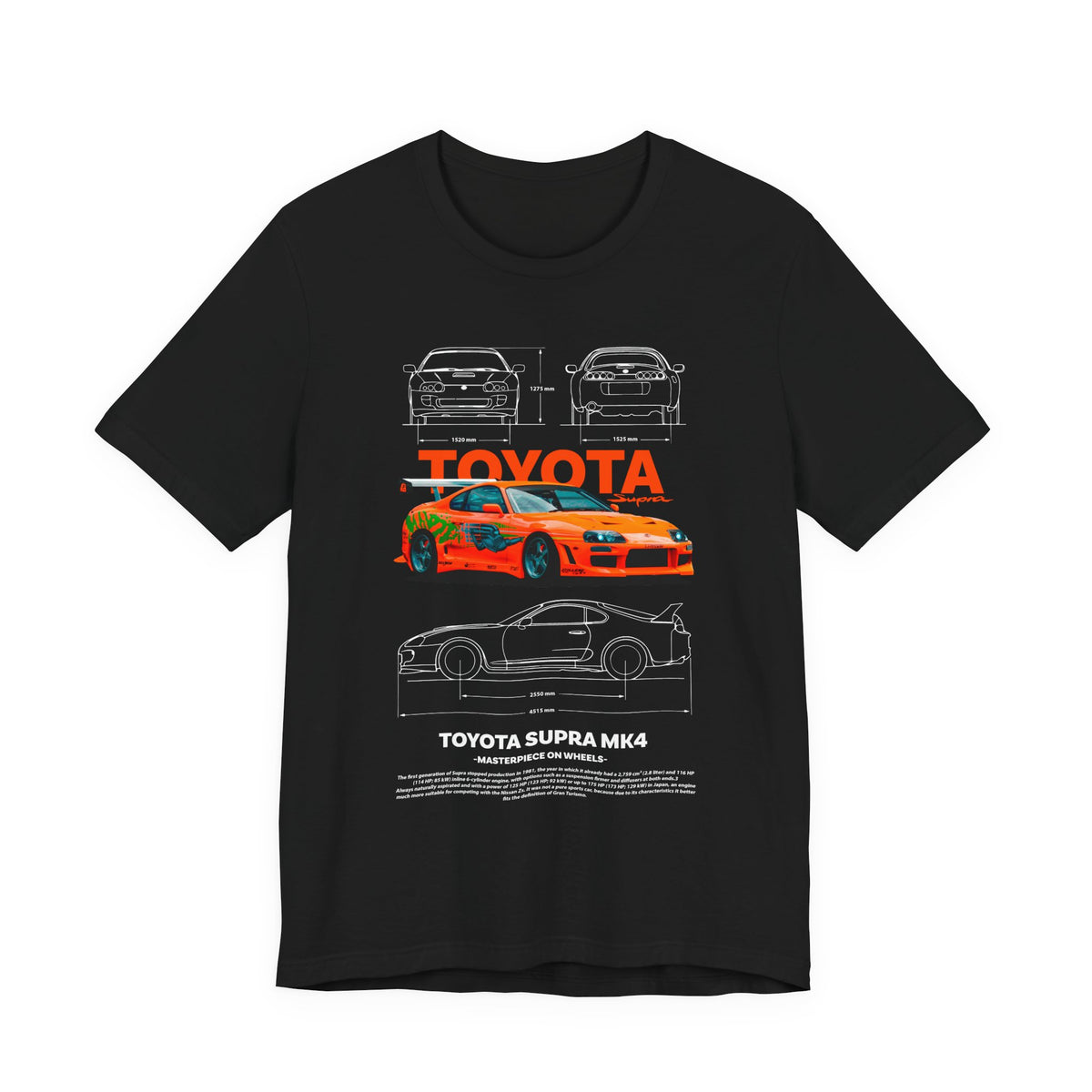 Legendary Orange Street Racer Blueprint Tee Unisex Heavy Cotton Retro Tuner Car Art Graphic Shirt for Enthusiasts