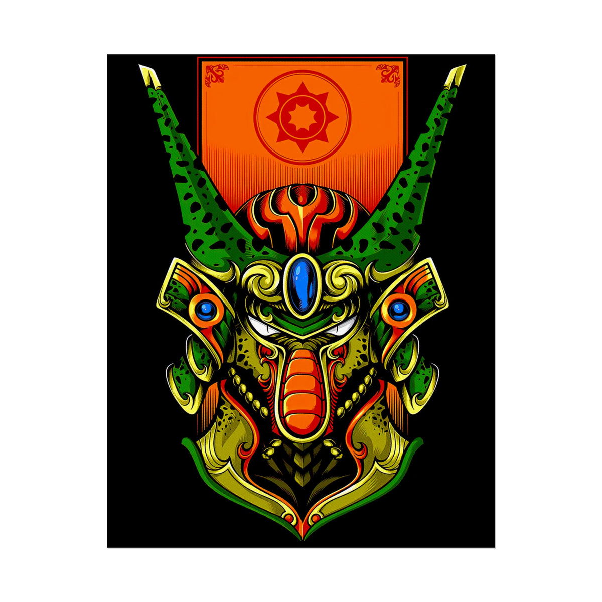 Cell Samurai Matte Vertical Poster Futuristic Japanese Warrior Wall Art Neon Cyberpunk Anime Decor For Gamers Tattoo Studios Living Rooms And Modern Home Interiors