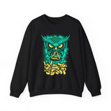 The Watcher Owl All Seeing Wisdom Unisex Heavy Blend Crewneck Sweatshirt Neon Mystic Streetwear Sweatshirt With Geometric Owl Symbol Futuristic Glow Design For Visionaries Creators And Spiritual...