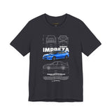 Blue Rally Inspired Performance Sedan Artwork Unisex Heavy Cotton Tee High Speed Streetwear Graphic Shirt For Car Enthusiasts And Automotive Art Lovers
