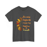 Ho’oponopono Sunflower Unisex T Shirt Healing Affirmation Tee Spiritual Gratitude Mindfulness Inspired Positive Energy Heavy Cotton Graphic Top