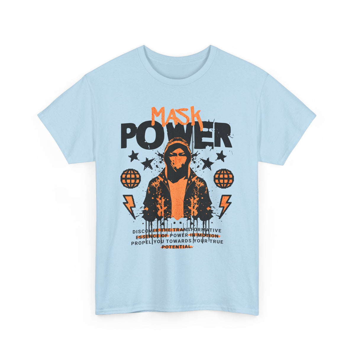 Mask Power Anonymous Strength Graphic Unisex Heavy Cotton Tee Bold Urban Streetwear Empowerment Hacker Inspired Motivational T Shirt