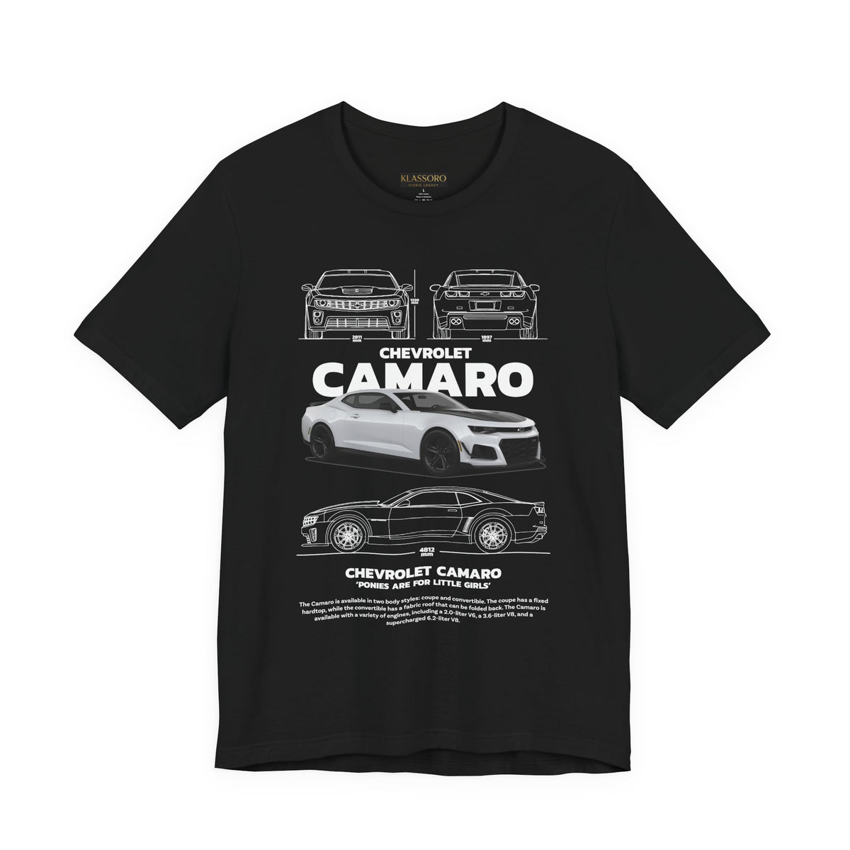 Camaro American Muscle Power Coupe Illustration Unisex Heavy Cotton Tee Premium Streetwear Graphic for Gearheads and Car Enthusiasts