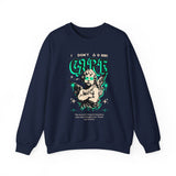 I Don’t Care True Freedom Angel Unisex Heavy Blend Crewneck Sweatshirt Gothic Cherub Graphic Bold Motivational Streetwear Statement Pullover