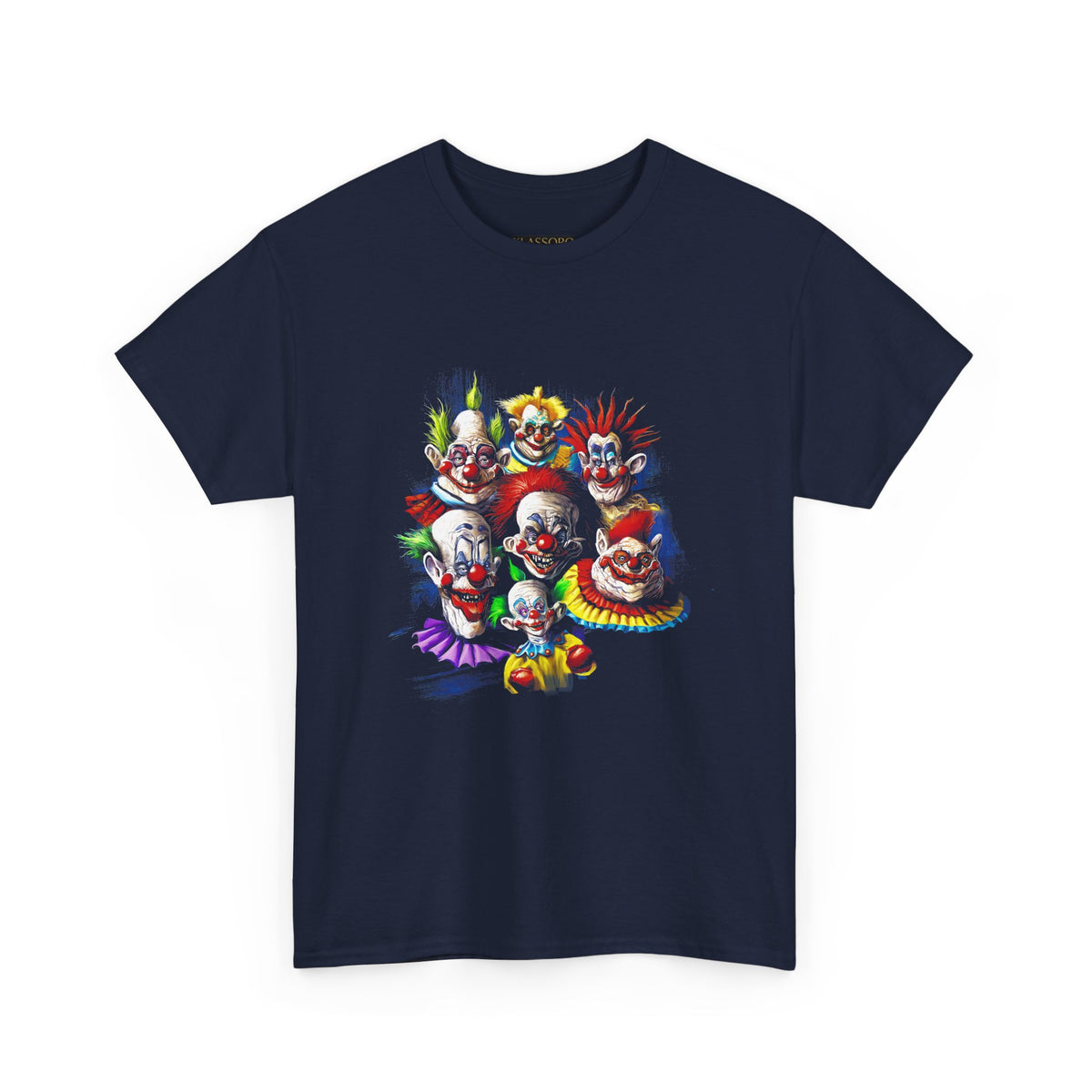 Chaos Clown Crew Unisex Heavy Cotton Tee Vibrant Horror Art Streetwear Design For Bold Confidence, Fearless Energy, And Dark Humor Lovers