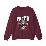 Faith Over Fear Jesus Crown Of Thorns Unisex Heavy Blend Crewneck Sweatshirt Christian Graphic Bold Religious Streetwear Motivational Bible Verse Pullover