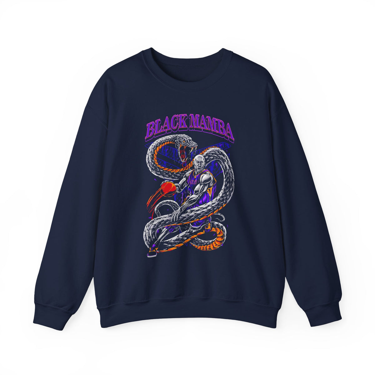 Mamba Unisex Heavy Blend Crewneck Sweatshirt Bold Serpent Power Graphic Streetwear Design Symbol of Focus Resilience and Inner Strength Premium Artistic Fleece Fashion