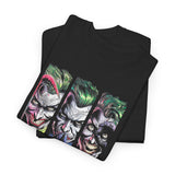 Three Chaos Faces Graphic T Shirt Dark Clown Villain Comic Style Streetwear Unisex Oversized Aesthetic Statement Tee