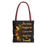 Sunflower Ho'oponopono Tote Bag Hawaiian Healing Prayer Design Spiritual Positivity Canvas Bag Mindfulness Reusable Durable Eco Friendly Shopping Tote