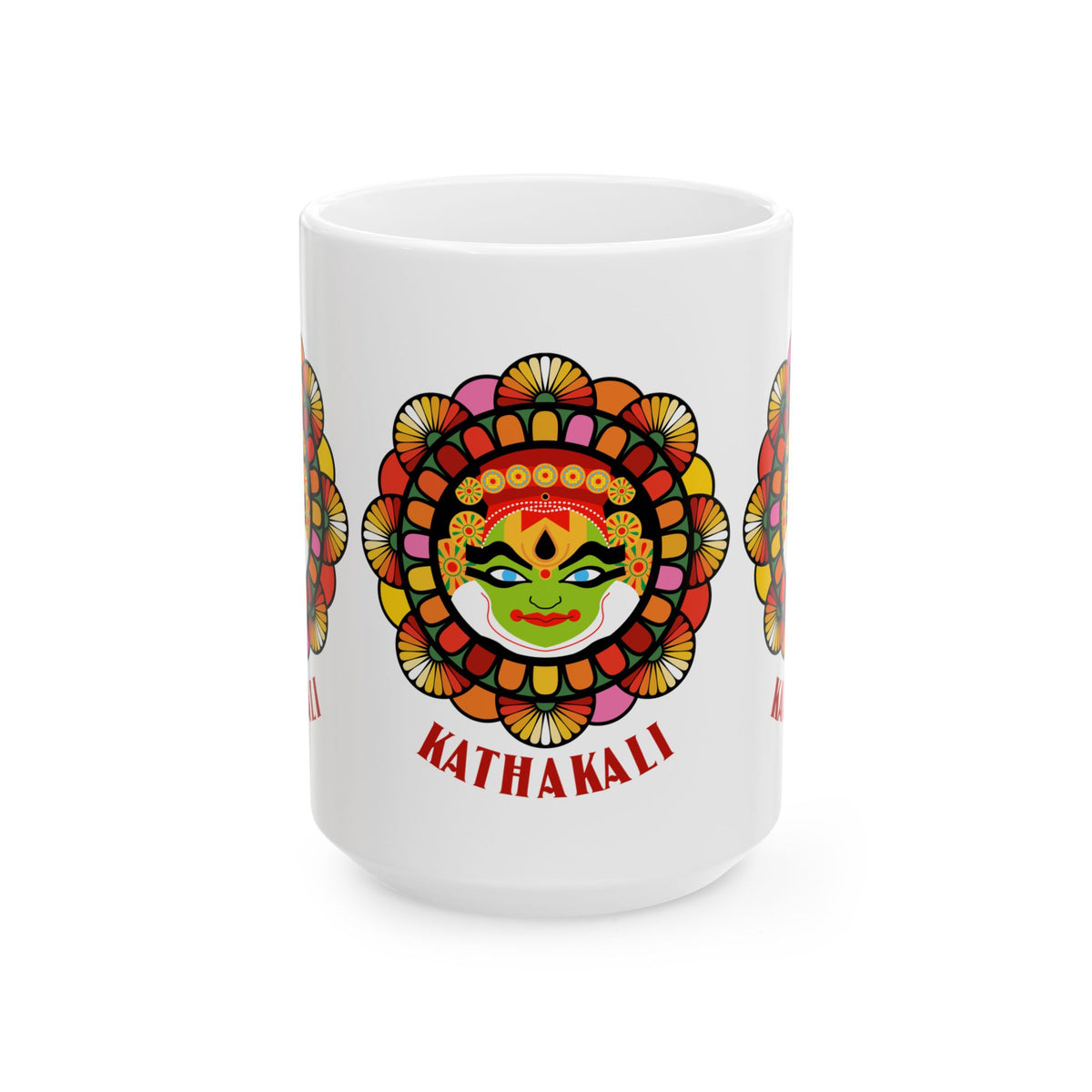 Ceramic Kathakali Mug Kerala Traditional Dance Art Coffee Cup Indian Culture Onam Festival Malayalam Heritage Ethnic Graphic Souvenir Gift