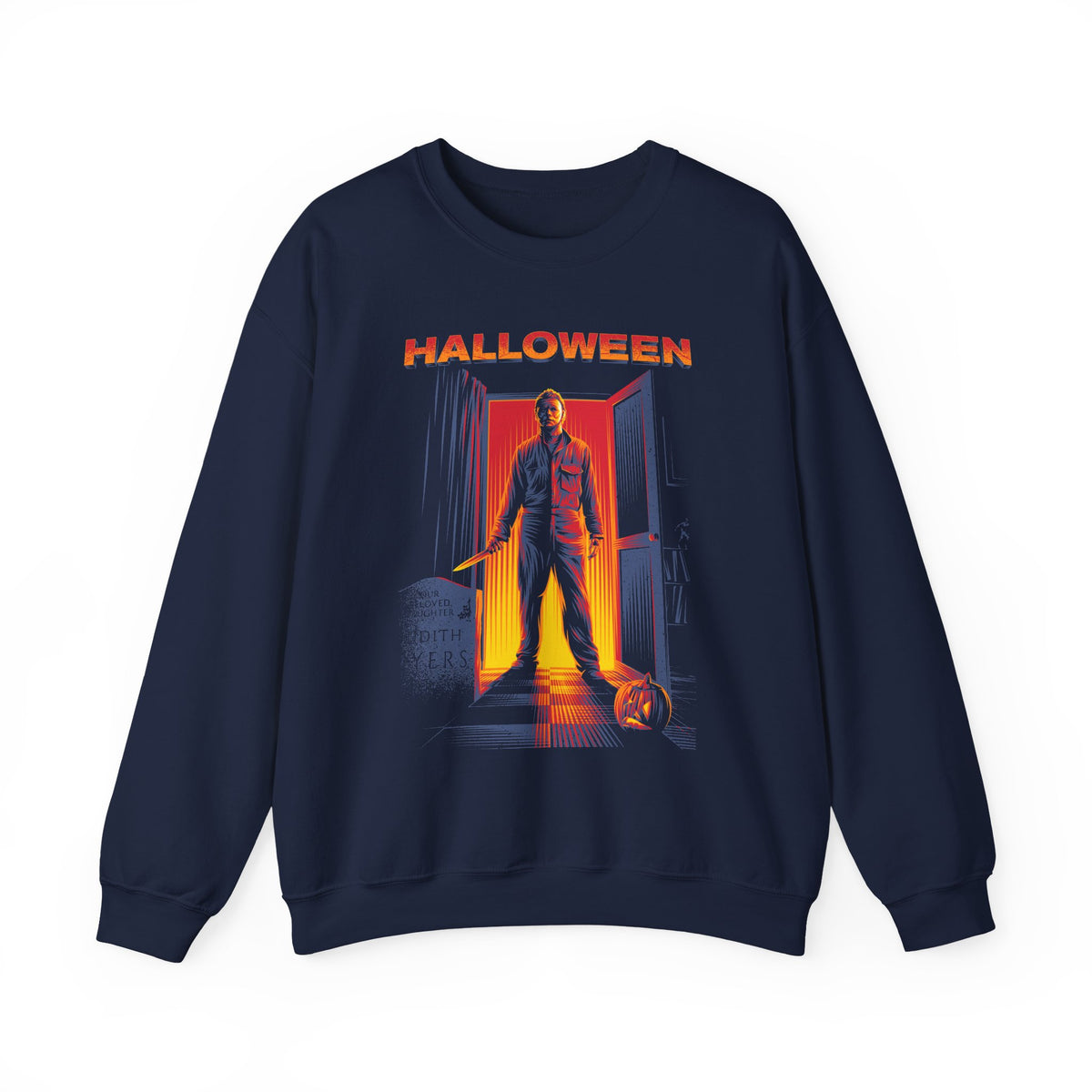 The Silent Stalker Unisex Sweatshirt Retro Horror Pullover Halloween Streetwear Cozy Fall Apparel for Spooky Nights and Fearless Style Lovers