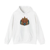 Balinese Barong Mask Unisex Hoodie Heavy Blend Pullover Sweatshirt Tribal Cultural Warrior Spirit Inspired Mythical Festival Graphic Streetwear