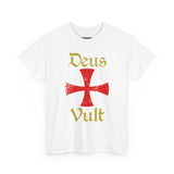 Unisex Deus Vult T Shirt Medieval Crusader Cross Graphic Tee Warrior Knight Inspired Vintage Christian Symbol Heavy Cotton Streetwear