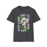 Collage Art Unisex Softstyle T Shirt Modern Graphic Tee Black Futuristic Nature Inspired Abstract Design Minimalist Streetwear Creative Fashion Outfit