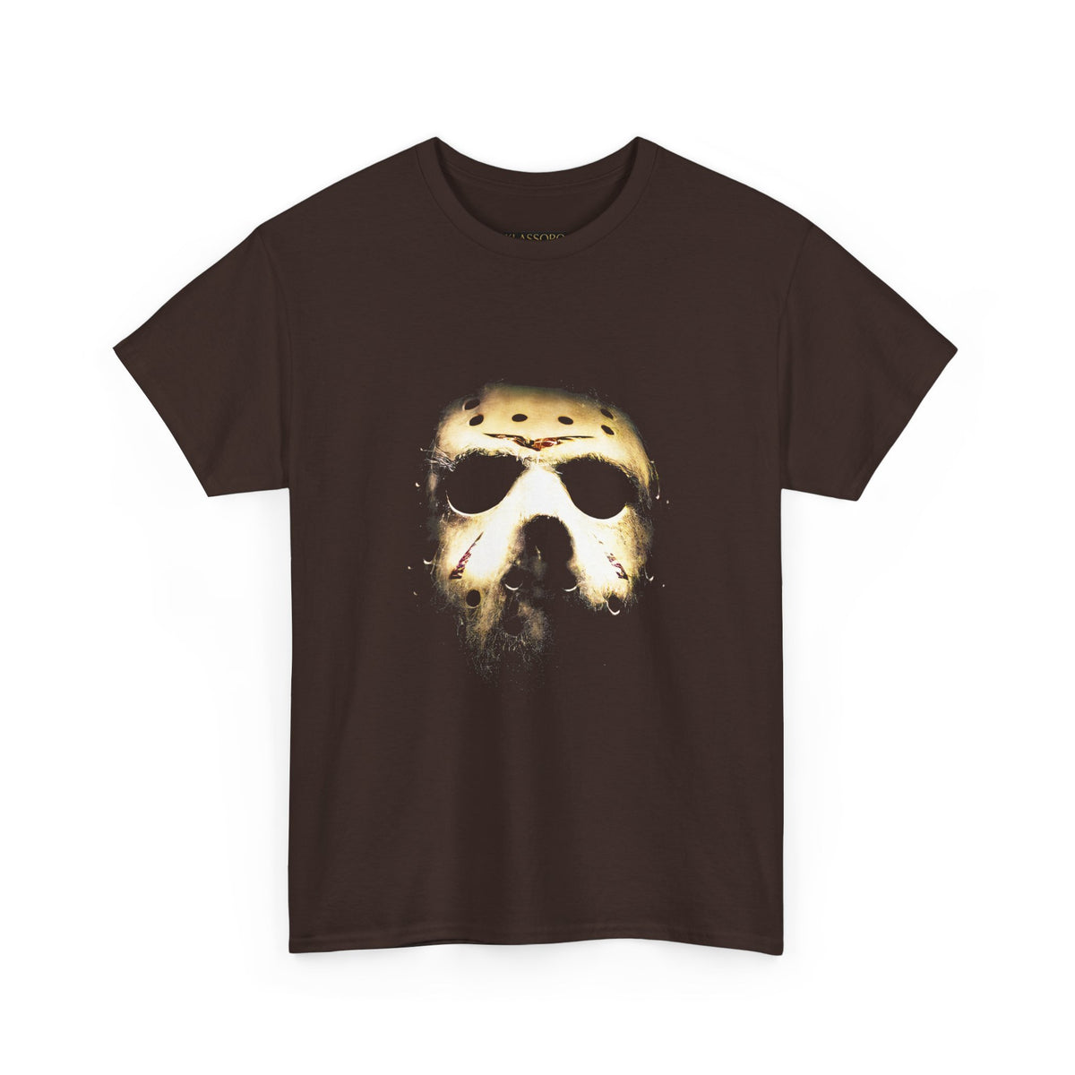 The Silent Mask Unisex Heavy Cotton Tee Horror Streetwear Mysterious Dark Graphic Halloween T-Shirt for Fearless Souls and Gothic Aesthetic Lovers