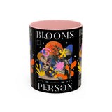 Blooms Person Accent Coffee Mug 11oz 15oz Abstract Floral Head Artistic Colorful Modern Creative Design Black White Ceramic Tea Cup Streetwear Inspired Artistic Fashion Drinkware
