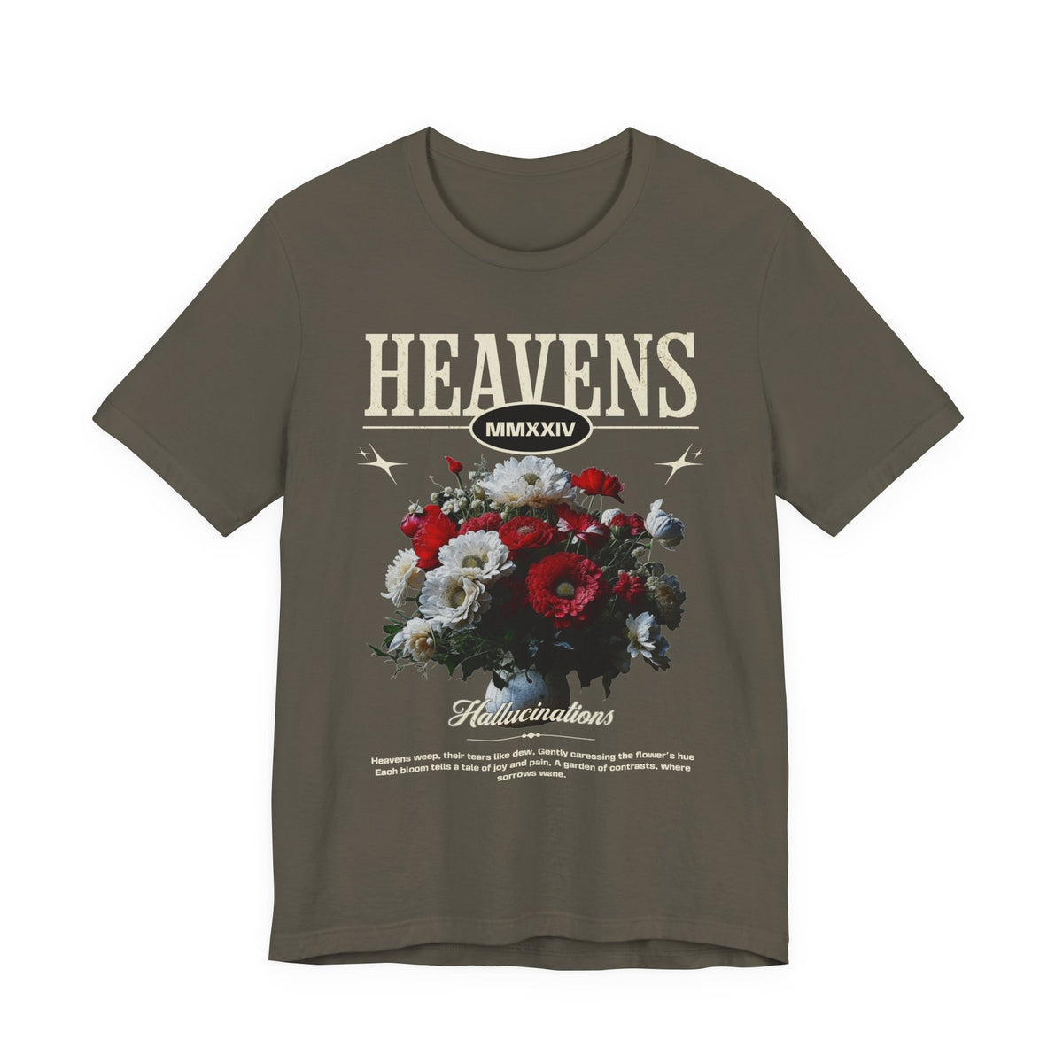Heavens Hallucinations Unisex Jersey Short Sleeve Tee Comfortable Modern Streetwear Bold Artistic Floral Graphic Design Perfect Gift for Friends Birthdays Casual Wear