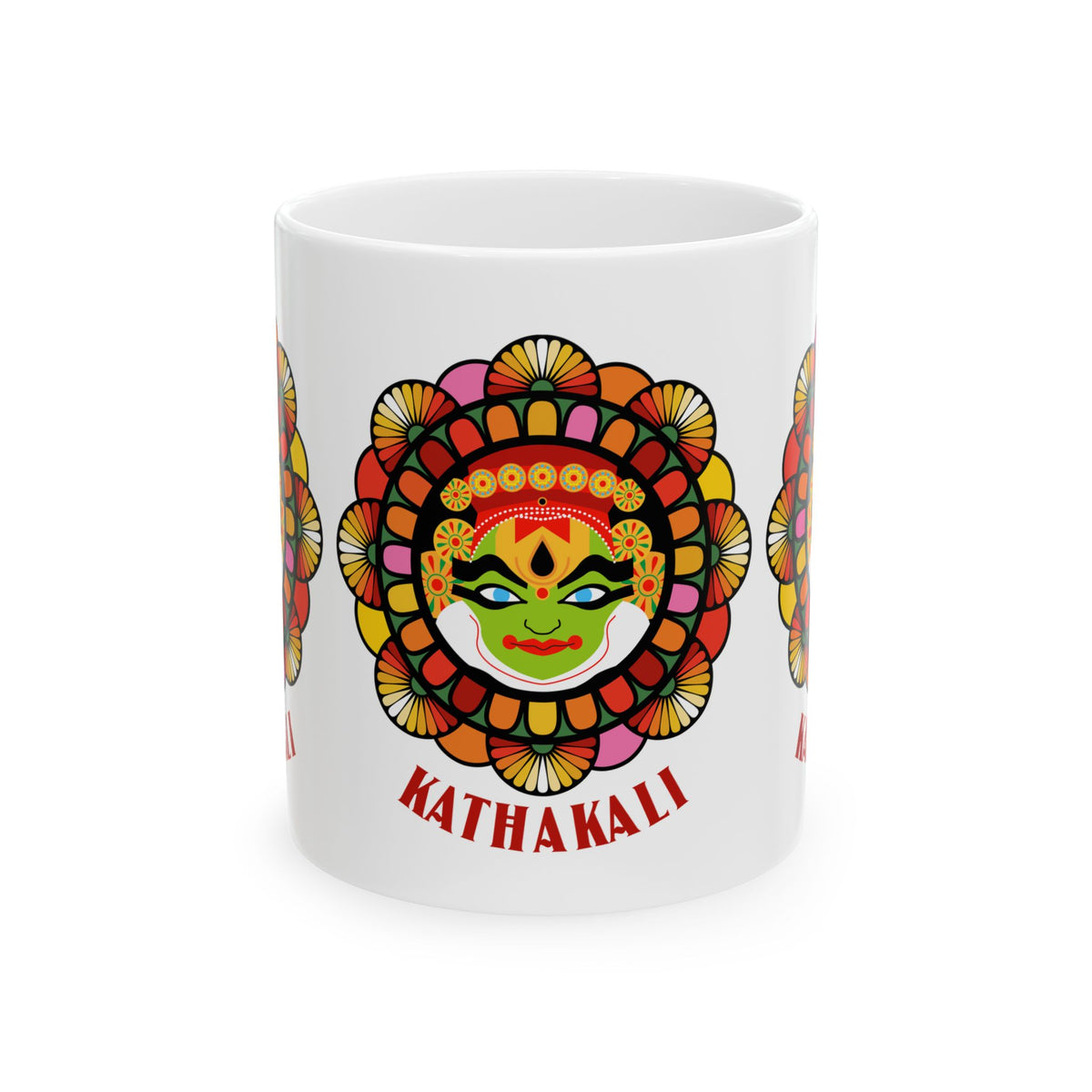 Ceramic Kathakali Mug Kerala Traditional Dance Art Coffee Cup Indian Culture Onam Festival Malayalam Heritage Ethnic Graphic Souvenir Gift
