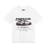 Porsche High-Performance Track Machine Blueprint Design Unisex Heavy Cotton Tee Powerful Street Racing Inspired Graphic Shirt