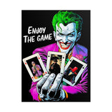 Joker Enjoy The Game Glossy Poster Bold Gothic Wall Art Dark Psychological Design Fiery Street Aesthetic Print for Risk Takers and Art Collectors