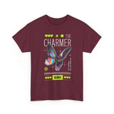 The Charmer Unisex Heavy Cotton Tee Futuristic Butterfly Graphic Streetwear Neon Cyber Aesthetic Artistic Fashion Statement T Shirt