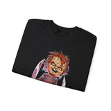 Chucky Horror Unisex Heavy Blend Crewneck Sweatshirt Killer Doll Graphic Pullover Spooky Halloween Streetwear Horror Movie Art Design Cozy Creepy Fashion For Festivals And Scary Season
