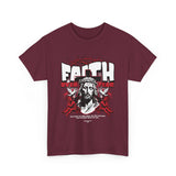 Faith Over Fear Jesus Crown Of Thorns Unisex Heavy Cotton Tee Christian Graphic Bold Religious Streetwear Motivational Bible Verse T Shirt