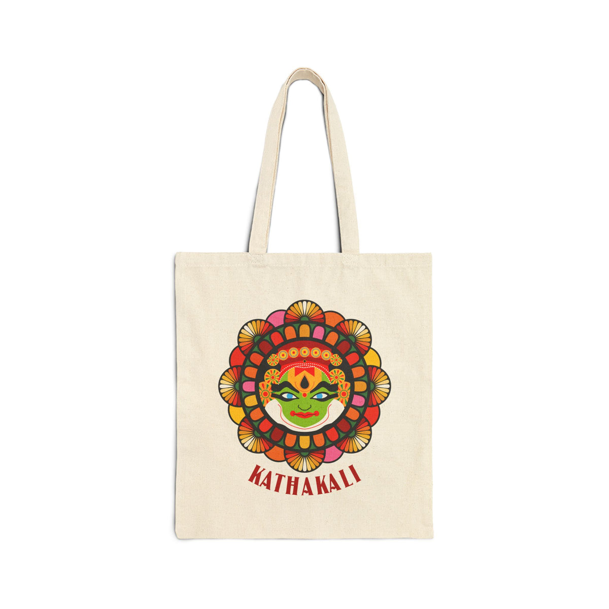 Kathakali Tote Bag Kerala Traditional Dance Art Canvas Bag Indian Culture Onam Festival Malayalam Heritage Ethnic Graphic Reusable Shopping Bag